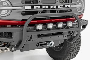 Ford Bronco Nudge Bar - Front - Rough Country - 20 Inch BLK DRL Single Row LED, OE Modular Steel - Black - '21-'23